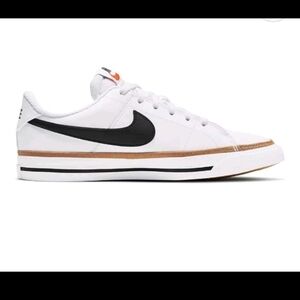Nike Court Legacy Big Kids Leather Streetwear Shoes In White Ochre Gum 7Y 8.5W